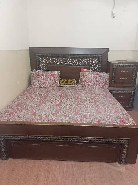 used wooden (akhrot) bed room set for sale 6