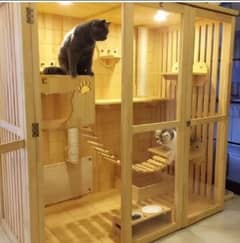 cat house | cat cage in wood | outdoor cat house in wooden