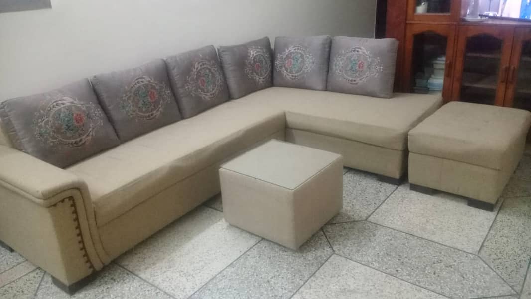 L-Shaped Premium Lounge Sofa Set with Centre Table 1