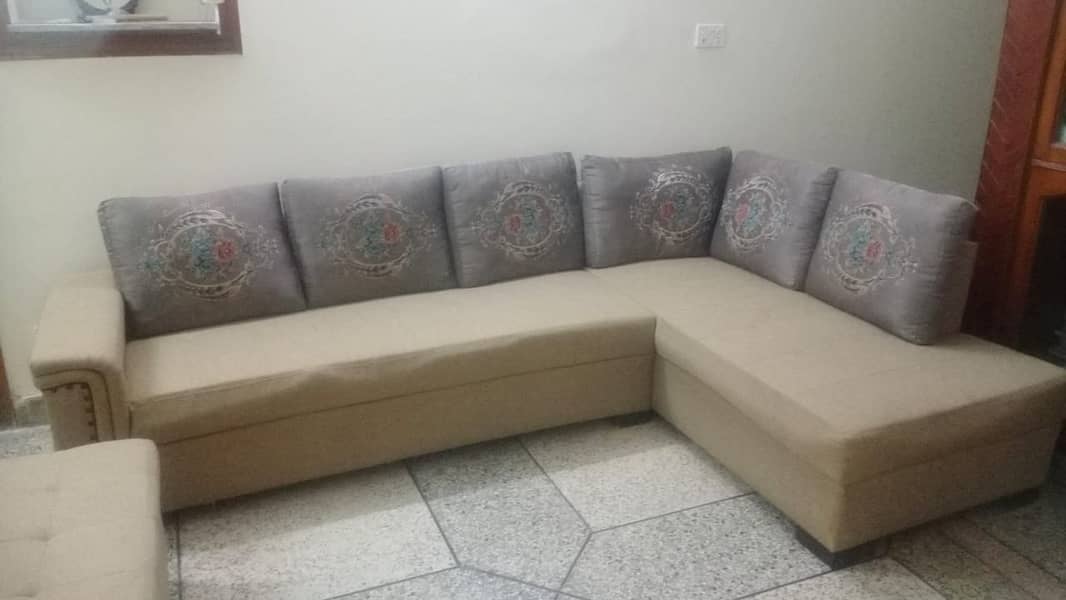 L-Shaped Premium Lounge Sofa Set with Centre Table 4