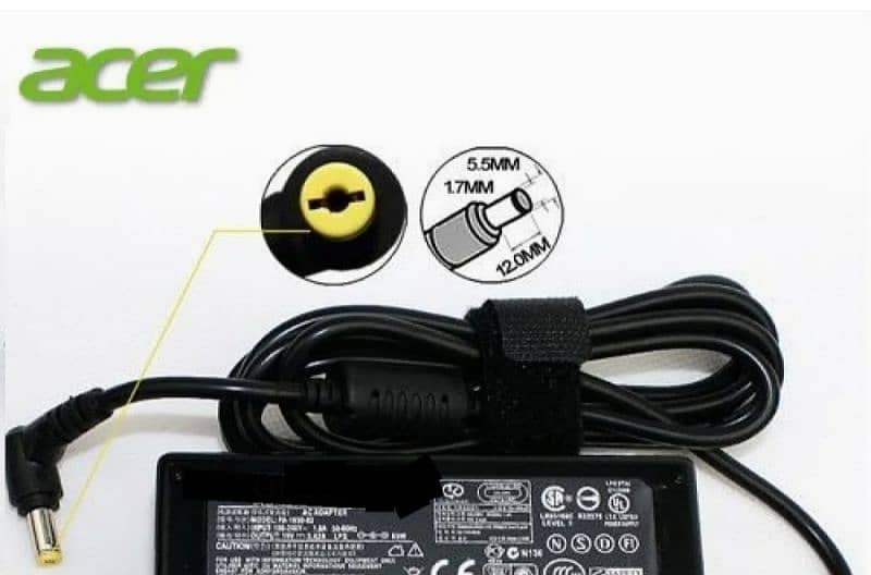 Acer Laptop Charger + New Universal Power Cord + New Printer Cable 7