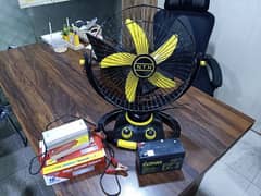 12 volt fan with battery,charger and light 0