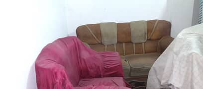 one one two sofa set brown color with free red cover 0