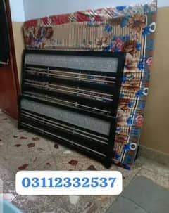 iron double bed 6/5 with mattress in lalukhet 03112332537 0