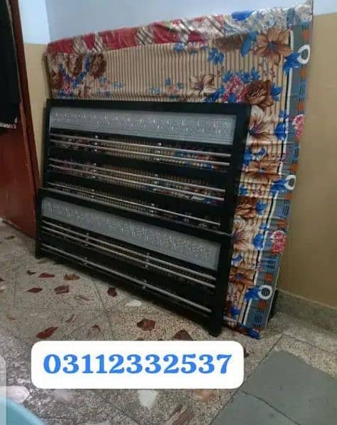 iron double bed 6/5 with mattress in lalukhet 03112332537 0