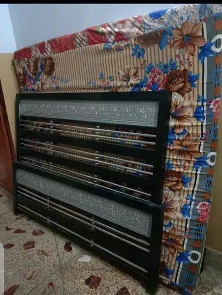 iron double bed 6/5 with mattress in lalukhet 03112332537 1