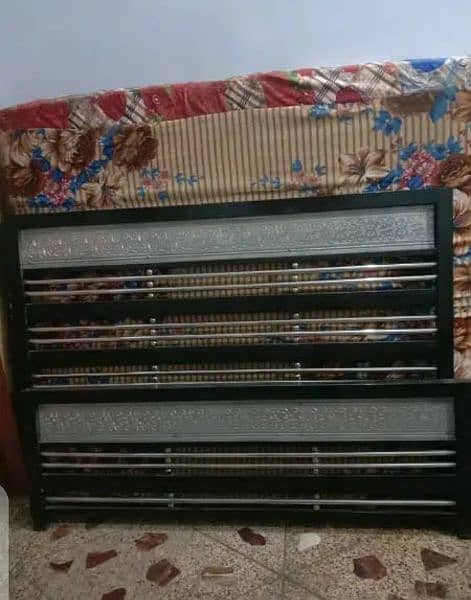 iron double bed 6/5 with mattress in lalukhet 03112332537 2