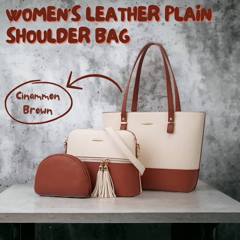 Women's Leather Plain Shoulder Bag 0