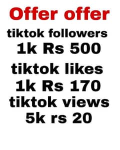 tiktok followers +likes + views avaliable in cheap price 03271540617