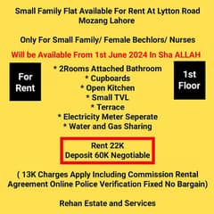 Small Flat For Family Available For Rent At Lytton Road Mozang Lahore