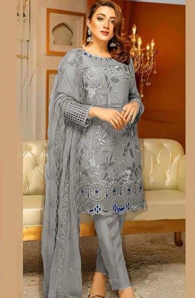 3pcs  women's unstitched lawn embroidered 0