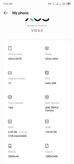 infinix Note 12 G88, 6+5GB , 128GB, with box. 0