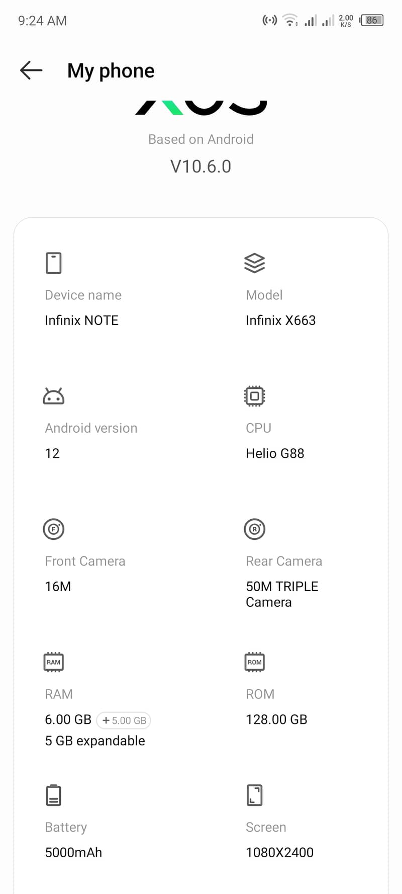 infinix Note 12 G88, 6+5GB , 128GB, with box. 0