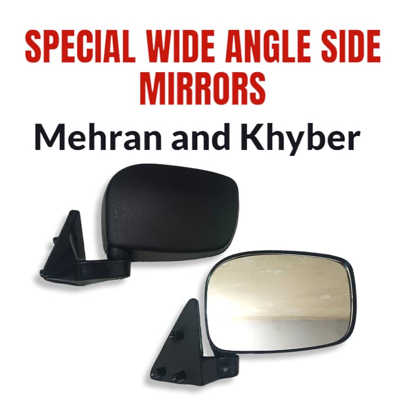 Mehran and Khyber Black Wagon R Style 2 Pcs Side View Mirrors 1