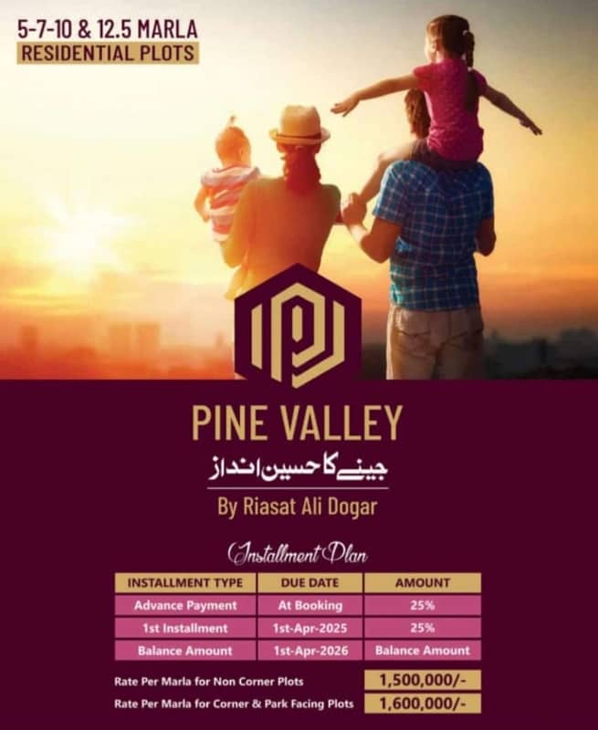 5 7 10 12.5 marla plots available for sale in pine valley sargodha road Faisalabad 0