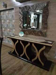 wooden console with mirror very less used