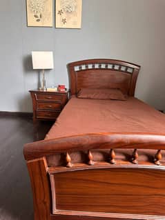 Two Single bed with side tables and mattresses