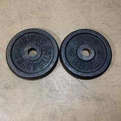Gym Plates 5 kg each. WITH 2 BARBELLS  RODS
