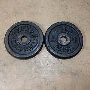 Gym Plates 5 kg each. WITH 2 BARBELLS  RODS 0