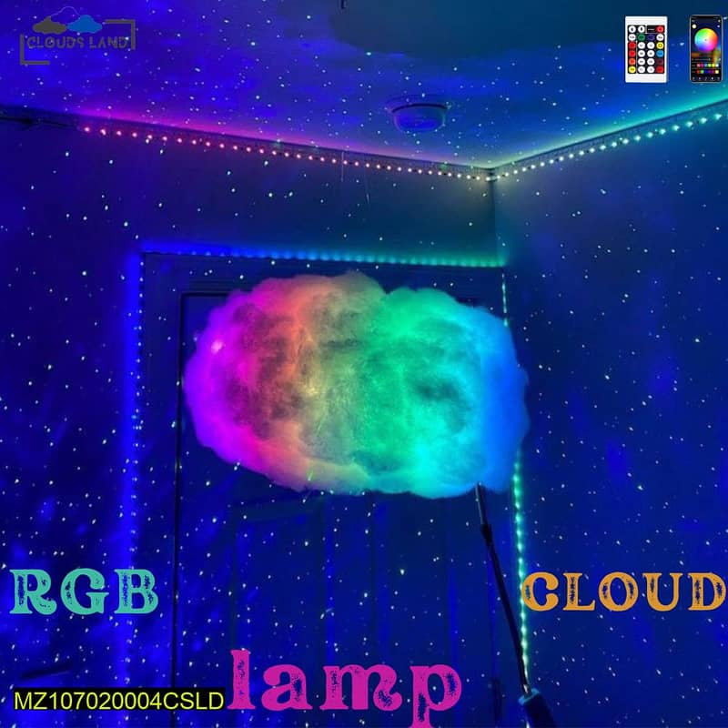 RGB cotton cloud night lamp remote controlled 2