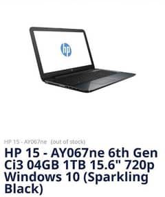 HP notebook ay067ne intel core i3-6006u 6th generation with WINDOWS 10