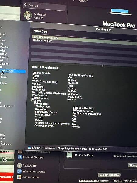 MacBook Pro Core i-7, 2017, 16GB Ram, 512 GB SSD, 15 inch Retina Disp 3