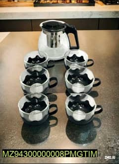 Glass kettle with infuser and set of 6 cups(950ml) 0
