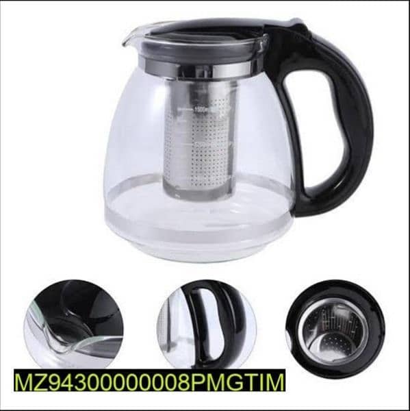 Glass kettle with infuser and set of 6 cups(950ml) 2