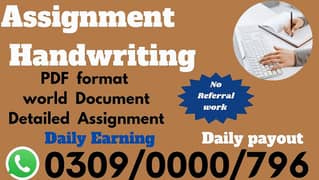 Assignment writing work Part Time/Full Time Daily payments