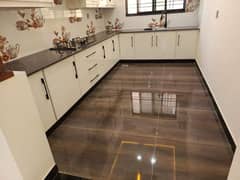 kitchen cabinets/epoxy floor/wooden work/vinyl flooring/wall molding/g 0