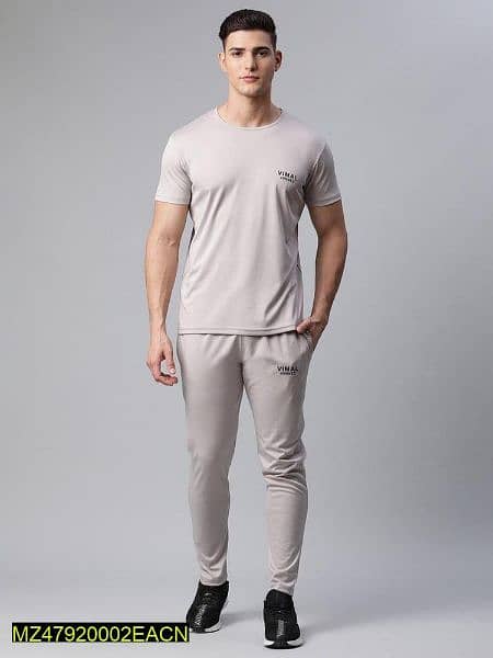 Men,s Polyester Casual Gym Wear Shirt And Trouser 1