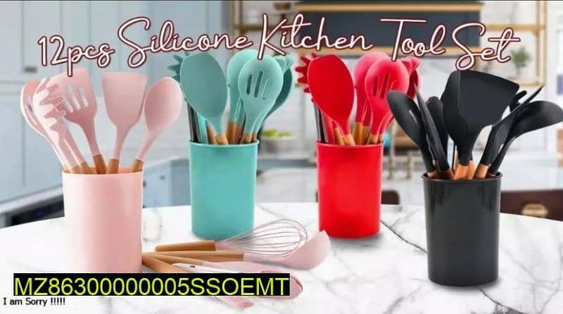 12 piece cooking silicon spatula spoon set 1