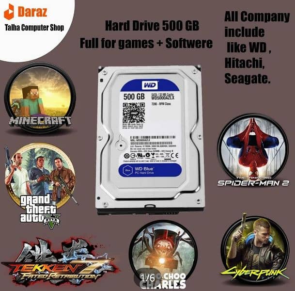 500gb hard for all PC WITH ALL GAMES 7