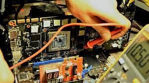 graphics card mother borad repairing lab no display lining issue