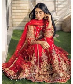 Embroidered Branded Red Maxi/long frock for Nikkah brides/ Formal 0