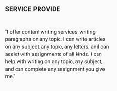 CONTENT WRITING SERVICE PROVIDE 0