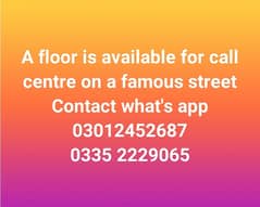 A floor is available for call centre on a famous street