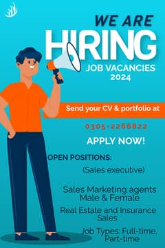 urgent Hiring for Sales Marketing agents Male & Female Both Can Apply