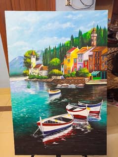 Oil painting of beautiful detailed scenery 24" x 36"