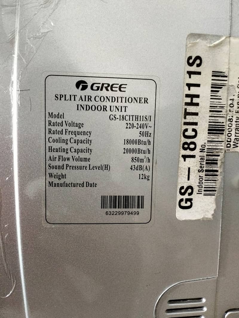 Gree 1.5 ton Dc inverter  Genuine GG75G (0321=080/7777) papuu seettt 5