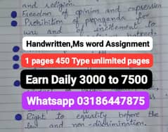 Online Handwritten and Ms word  Assignment Work For Male and Female