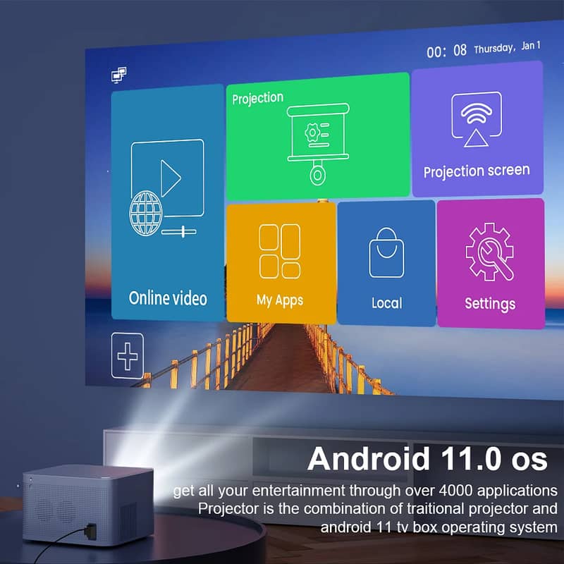 HY350 ANDROID 11.0V (CPU ALLWINNER H713) SMART PROJECTOR 2GB+32GB DUAL 2