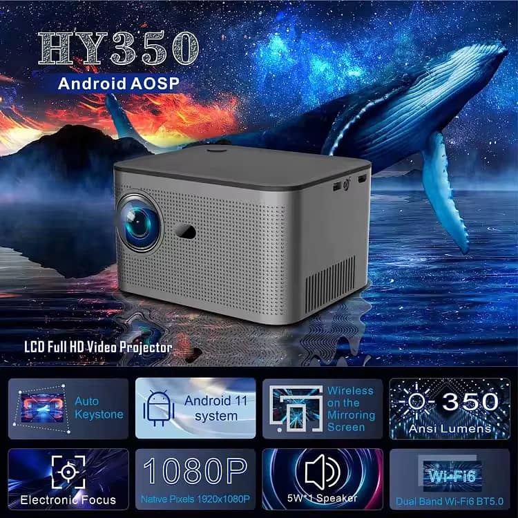 HY350 ANDROID 11.0V (CPU ALLWINNER H713) SMART PROJECTOR 2GB+32GB DUAL 3