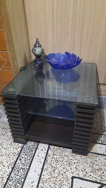 heavy quality double glass center table with side tables 1