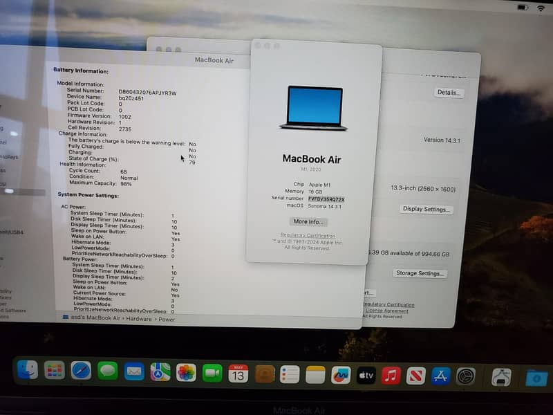 Macbook Air M1 CTO 16gb ram , 1TB ssd 4