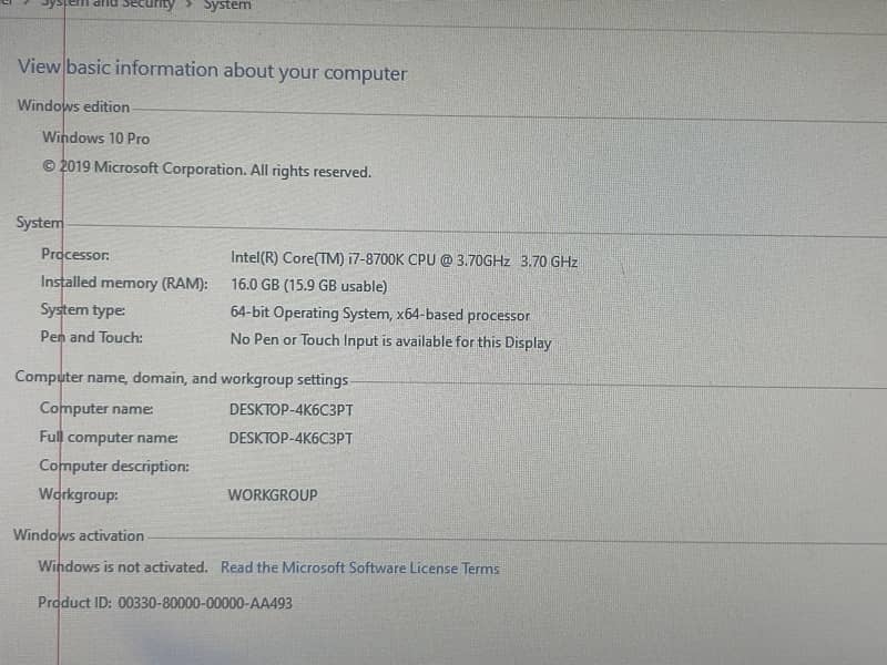 core i7 8700k 10by10 Condition 250gb nmve 500hdd 2