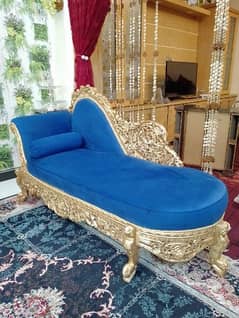Dewan sofa blue and gold