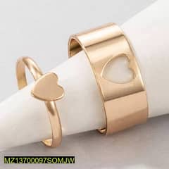 2 pcs Trendy couple heart rings