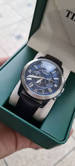 Fossil Gents wrist watch chronograph multi clocks Electric blue dial