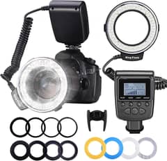 Neewer 48 LED Macro Ring Flash Light Bundle with LCD Screen, Power Con